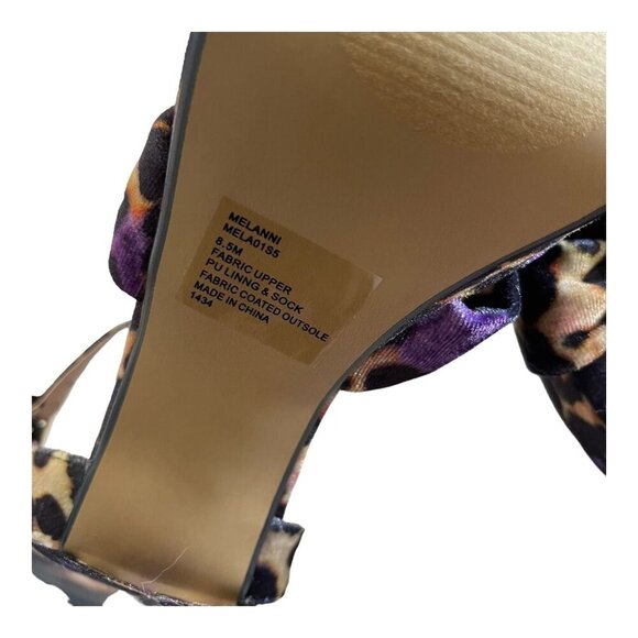 BETSEY JOHNSON Size 8.5 Melanni Block Heel Sandal Ankle Strap Leopard Velvet - Picture 9 of 9